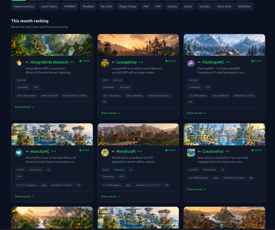 ServerList server discovery interface
